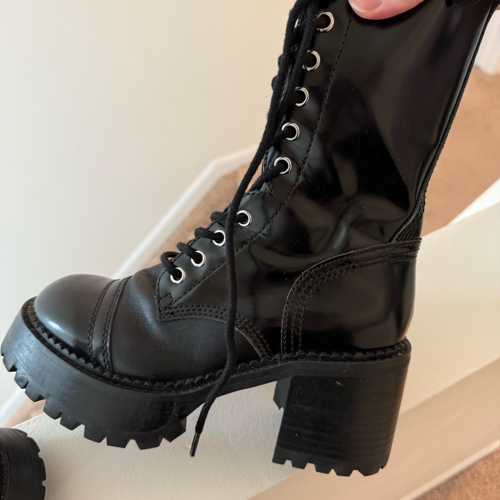 Jeffrey Campbell Locust Patent Leather Platform Combat Boots Size 7 - Picture 3 of 4